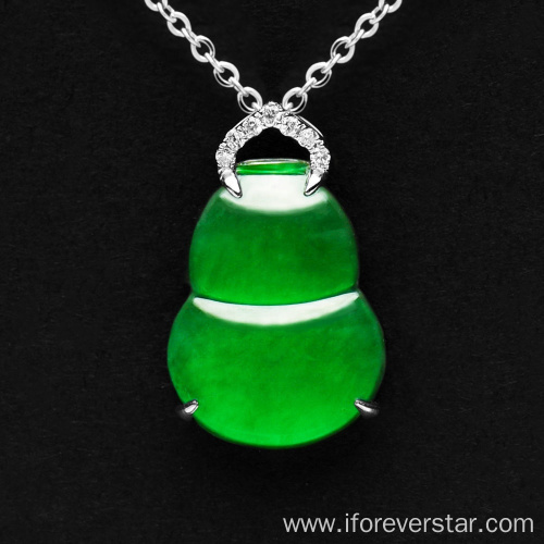 18K White Gold Icy Jadeite Cucurbit Pendant